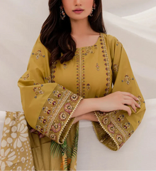 Grace S1187-Embroidered 3pc Lawn Dress With Printed Munar Dupatta.