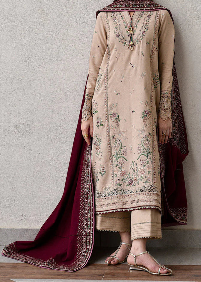 Grace W858-Embroidered 3pc Marina Dress With Printed Shawl.