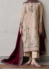 Grace Z-(W858) - Stitched Embroidered 3pc Marina Dress With Printed Shawl