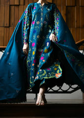 Grace W974-Embroidered 3pc Marina Dress With Printed Shawl.