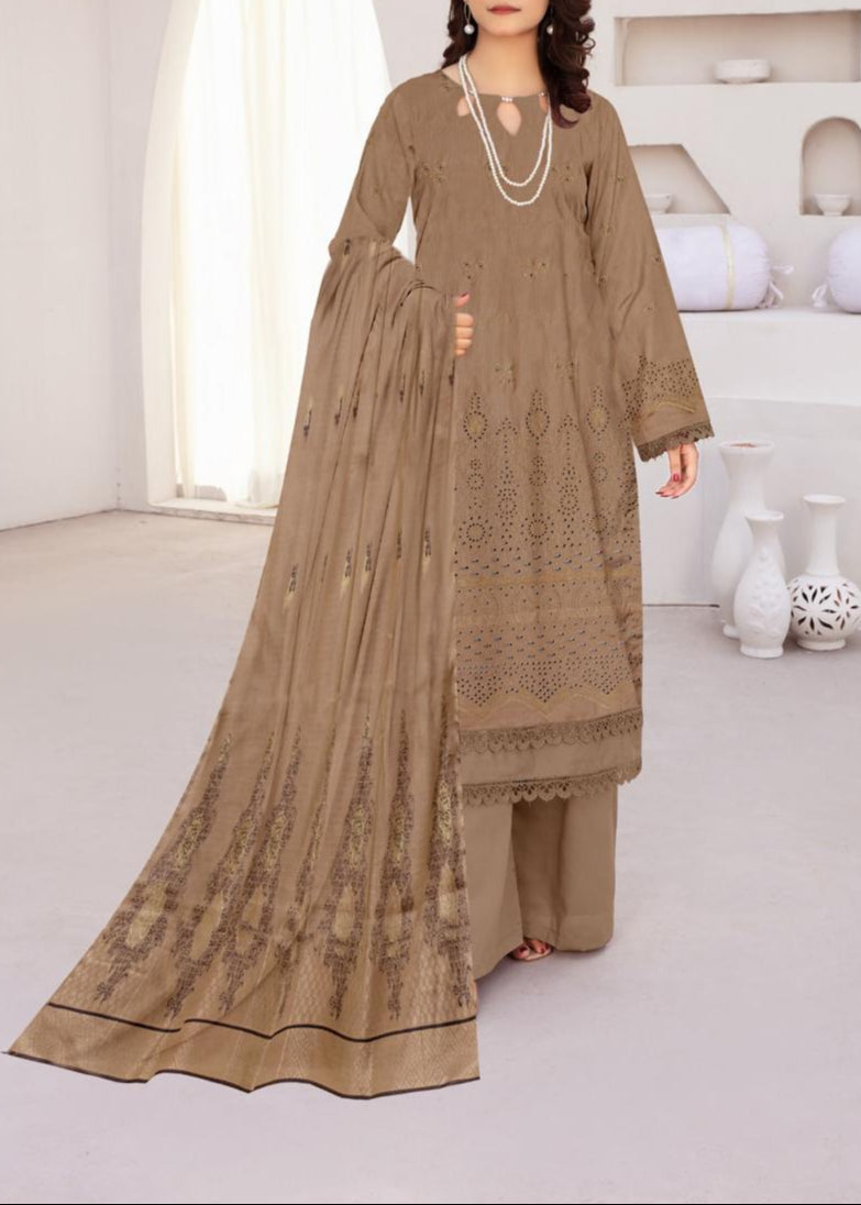 Grace S1027-Embroidered 3PC CHIKANKARI Lawn Dress With Printed Lawn Dupatta.