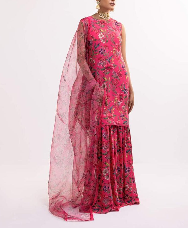 Grace S482-Printed 3pc lawn dress with Printed organza dupatta.