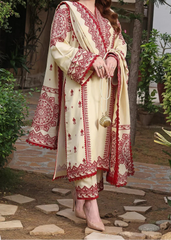 Grace Z-(W773 ) - Stitched Embroidered 3pc Marina Dress With Embroidered Marina Shawl.