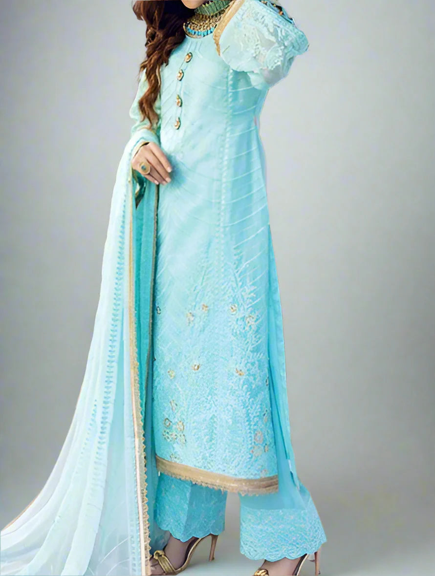 Ainaa – Embroidered Silk Net Unstitched 3Pc Suit
