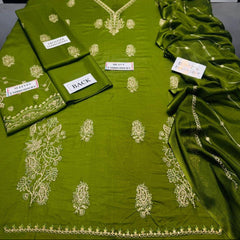 Grace S955-Embroidered Sequence 3PC Lawn Dress With Embroidered Chiffon Dupatta.