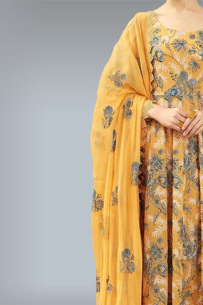 Grace S64-Embroidered 3pc lawn dress with embroidered chiffon dupatta.