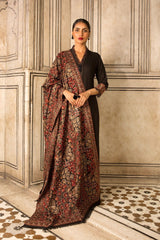 Grace premium D48- Embroidered Karandi black Shawl.