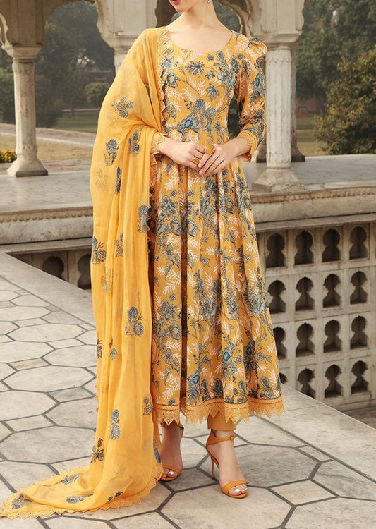 Grace S64-Embroidered 3pc lawn dress with embroidered chiffon dupatta.