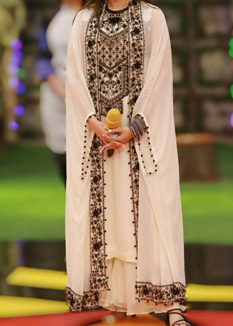 Grace W988- Embroidered 3pc Linen Dress with Embroidered Chiffon Dupatta.