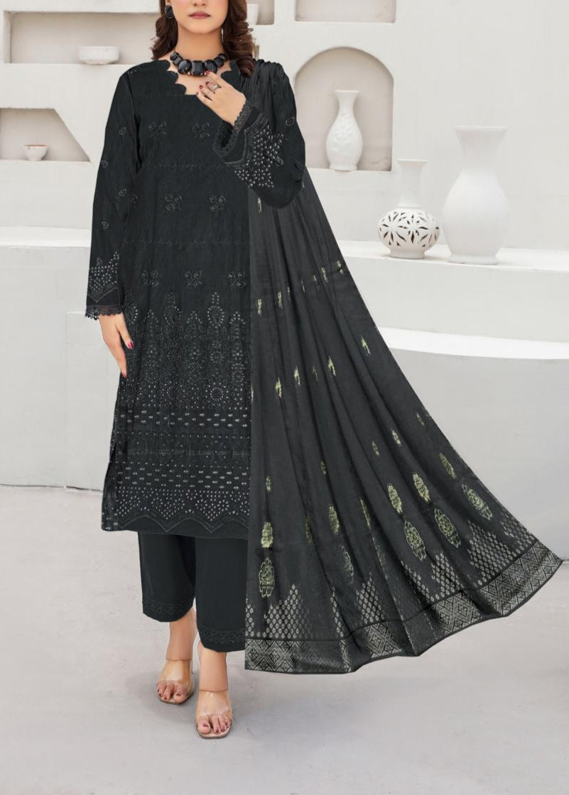 Grace S1024-Embroidered 3PC CHIKANKARI Lawn Dress With Printed Lawn Dupatta.