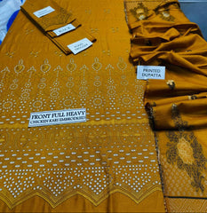 Grace S1025-Embroidered 3PC CHIKANKARI Lawn Dress With Printed Lawn Dupatta.