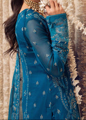 BLUE NOVA– Embroidered Chiffon Unstitched 3Pc Suit.