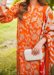 Grace S1316 - Printed & Embroidered 3pc Lawn Dress With Embroidered  Sequence Chiffon Dupatta.