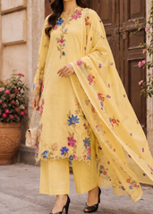Grace S1500 - Embroidered 3pc CHIKANKARI Lawn Dress With Printed Lawn Dupatta.