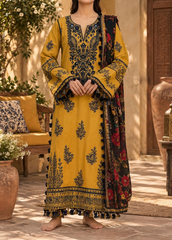 Grace W1074-Embroidered 3pc Marina Dress With Printed Shawl.