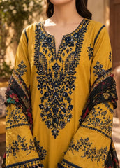 Grace Z-(W1074) - Stitched Embroidered 3pc Marina Dress With Printed Shawl.