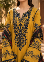 Grace W1074-Embroidered 3pc Marina Dress With Printed Shawl.