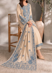 Grace W1072 - Embroidered 3pc Marina Dress With Printed Shawl.