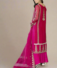 MAGENTA– Embroidered Chiffon Unstitched 3Pc Suit.