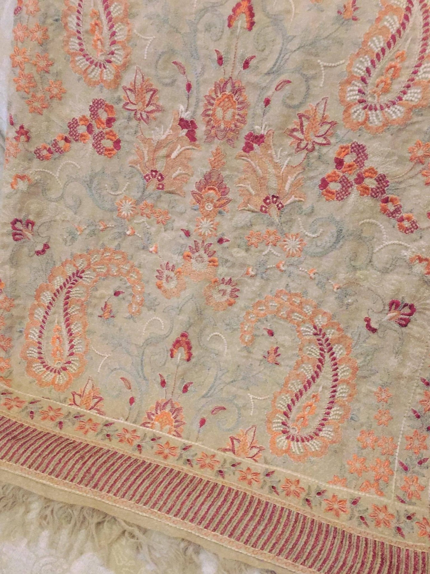 Kashmiri Range - Embroidered Karandi Lawn Beige Shawl - gracestore.pk