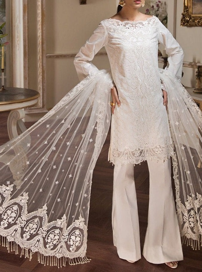 Grace S381-Shifli Embroided 3pc lawn chicken dress with embroided net dupatta.