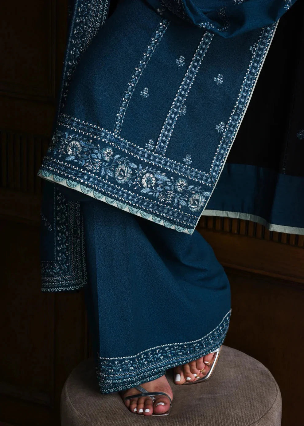 Grace W859-Embroidered 3pc Marina Dress With Embroidered Marina Shawl.