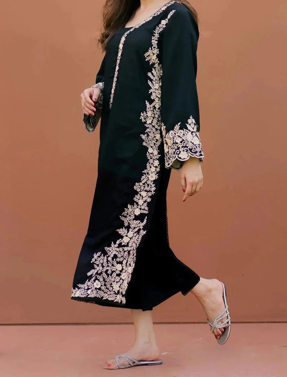 Grace W678- Embroidered 2pc Linen dress