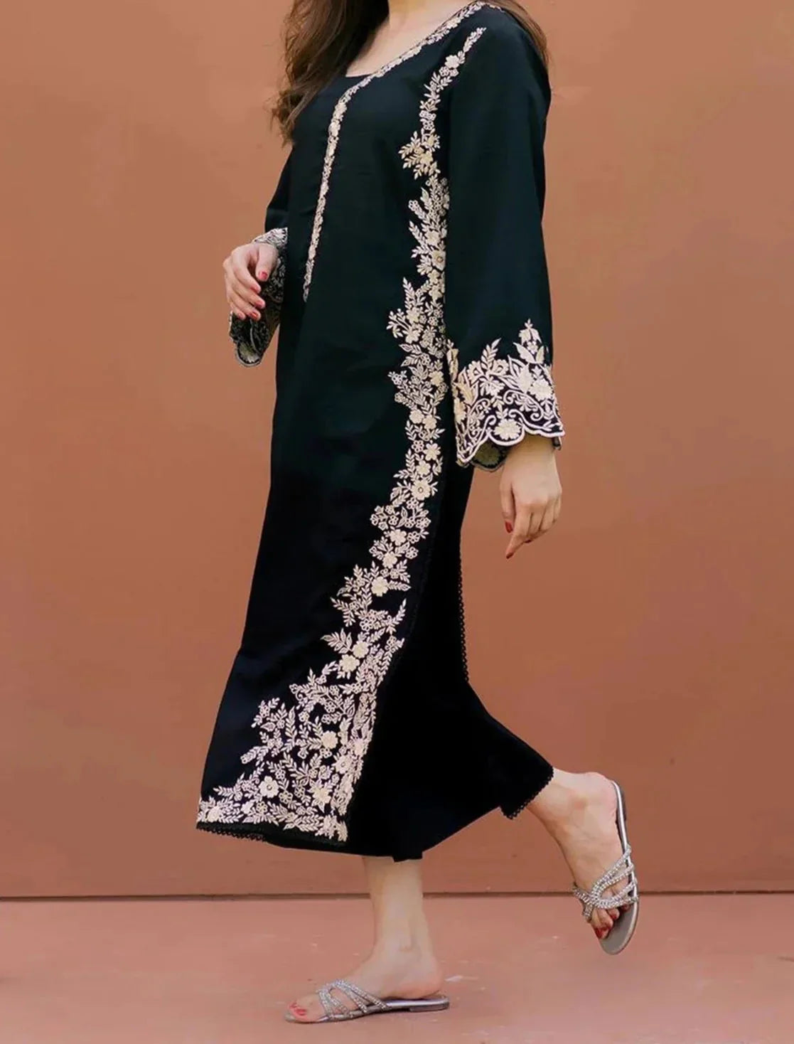 Grace Z-(W678) - Stitched Embroidered 2pc Linen dress