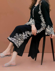 Grace W678- Embroidered 2pc Linen dress