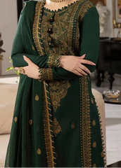 Grace W766 - Embroidered 3pc Marina Dress With Embroidered Chiffon Dupatta.