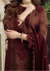 Grace W786-Embroidered 3pc Marina Dress With Embroidered Chiffon Dupatta.