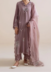 Grace S1505-Embroidered 3pc Lawn Dress With Embroidered Khadi Net Dupatta.