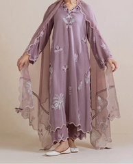 Grace S1505-Embroidered 3pc Lawn Dress With Embroidered Khadi Net Dupatta.