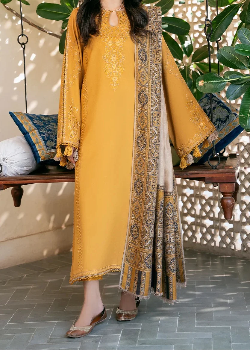 Grace W1124 - Embroidered 3pc Marina Dress With Printed Shawl.