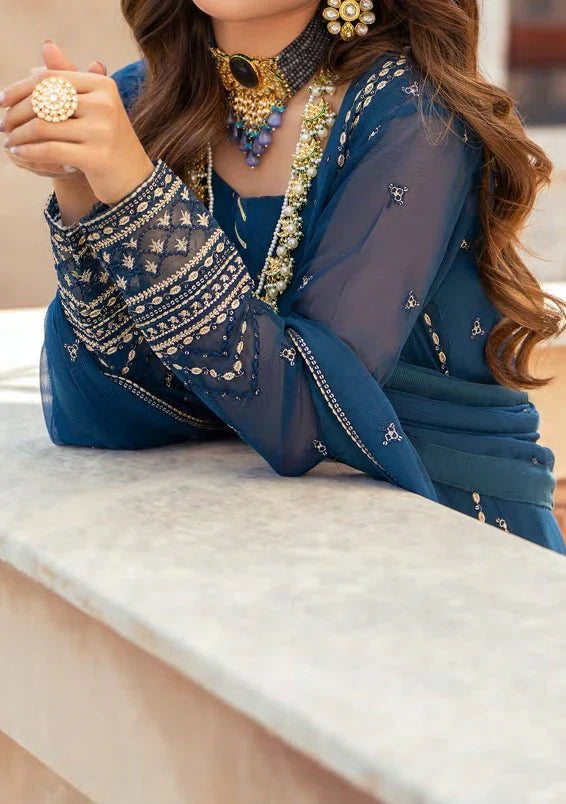 ESHAL– Embroidered Chiffon Unstitched 3Pc Suit.