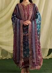 Grace Z-(S1297) - Stitched Printed & Embroidered 3pc Lawn Dress With Embroidered Sequence Chiffon Dupatta.