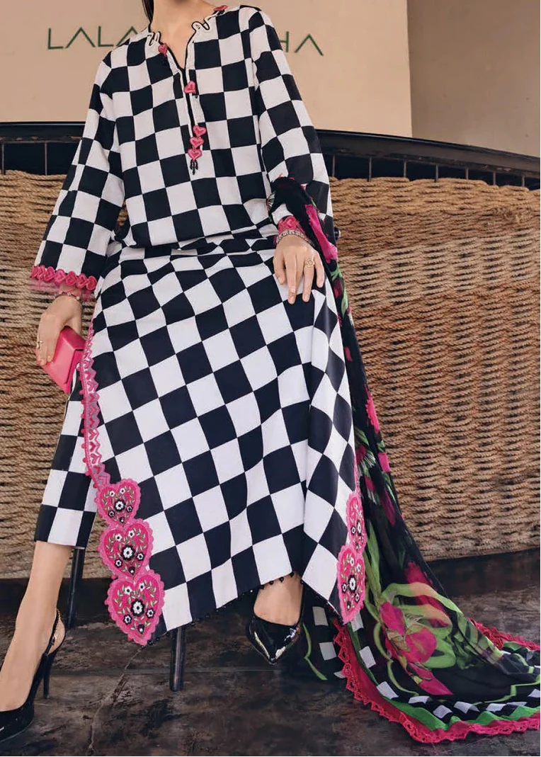 Grace S1352 - Printed & Embroidered 3pc Lawn Dress With Embroidered  Sequence Chiffon Dupatta.