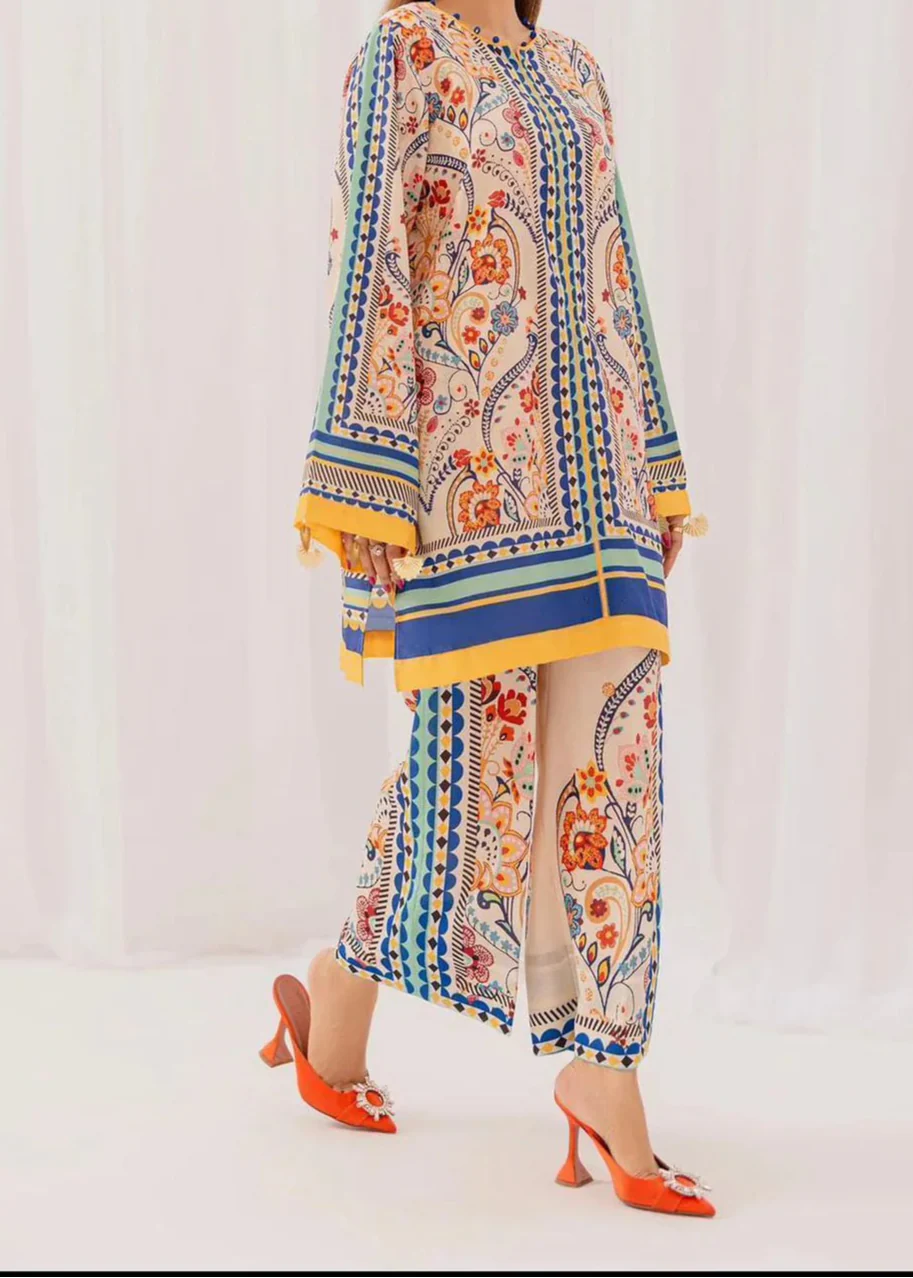 Grace W729 - Digital Printed 3pc Silk dress With Digital Printed Silk dupatta.