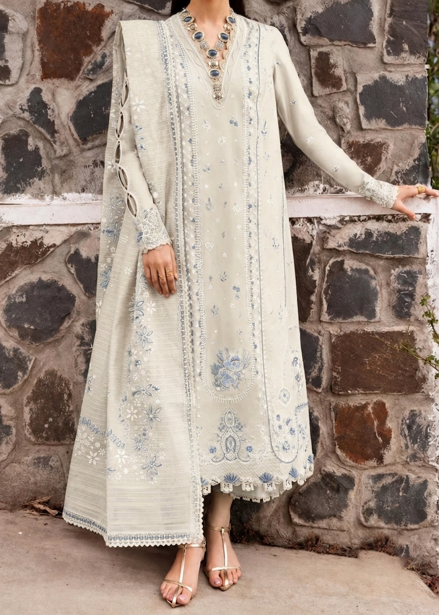 Grace S1507-Embroidered 3pc Lawn Dress With Printed Lawn Dupatta.