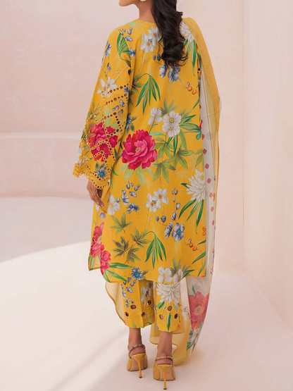 Grace S695-Embroidered 3PC Chicken Lawn Dress with Printed silk dupatta.