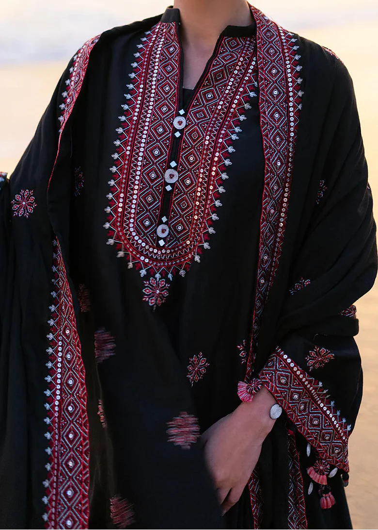 Grace W825-Embroidered 3pc Marina Dress With Printed Shawl.