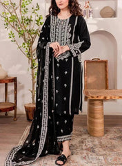 Grace W201-Embroidered 3pc marina dress with Embroidered marina shawl.